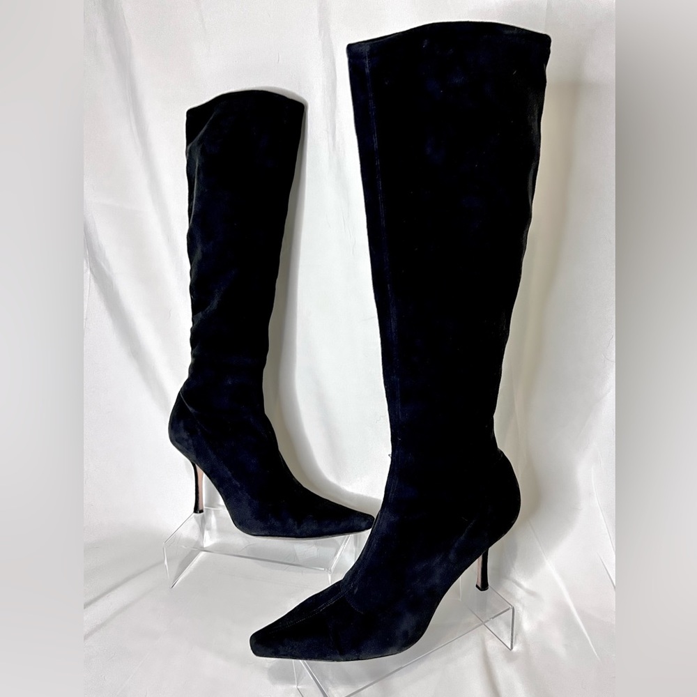 Jimmy Choo Black Suede Stretch Knee-High Boots IT 41